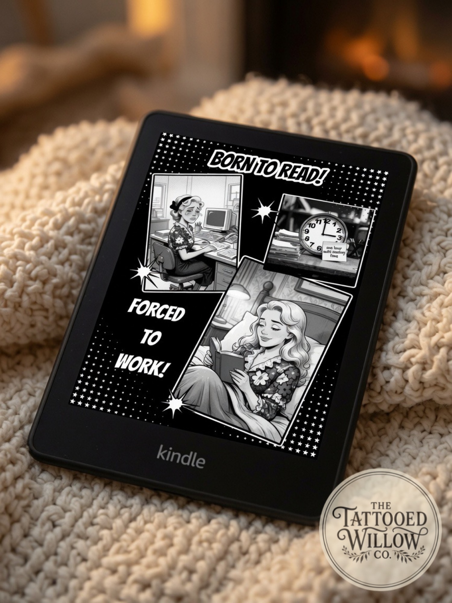 Born to Read cozy blanket view