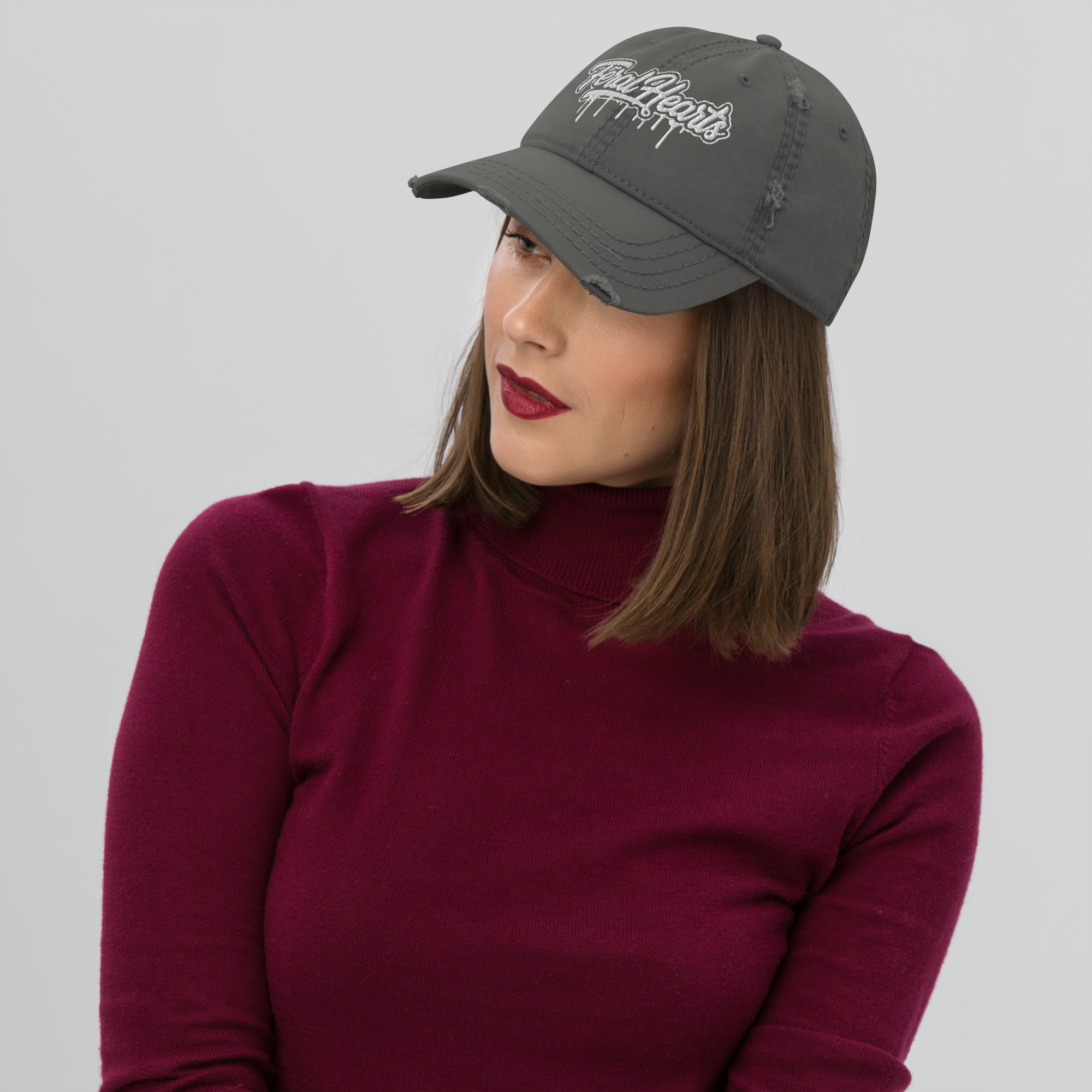 Distressed Dad Hat on model